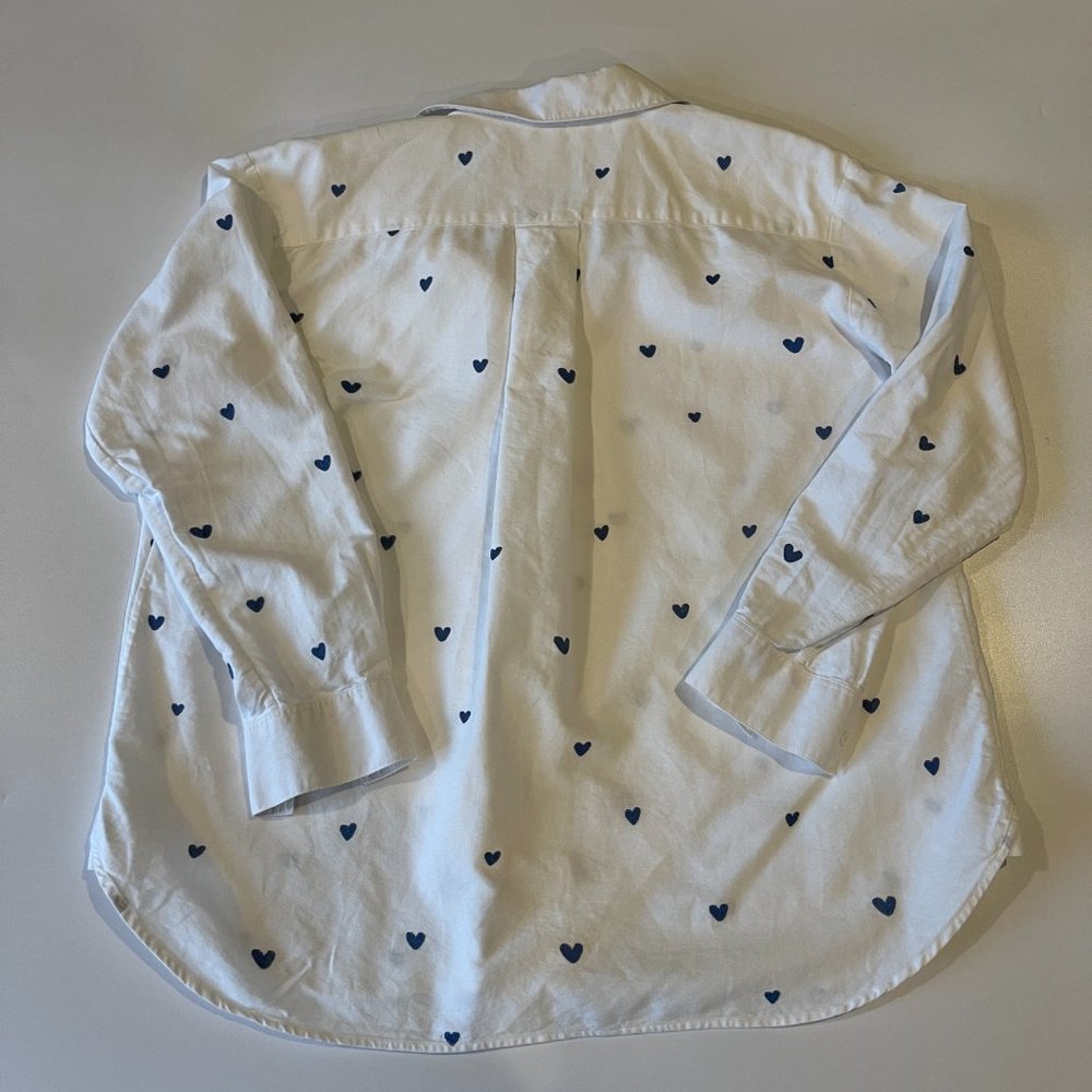 Sezane White Button-Down Shirt with Blue Heart Print - Picture 3 of 9
